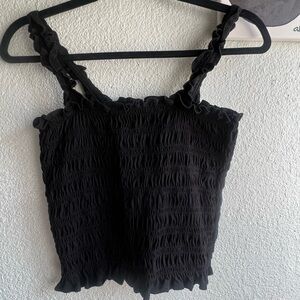 Old Navy Black Smocked Ruffle Cami